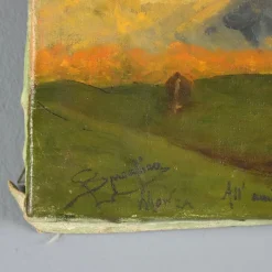 Eugenio Spreafico, Alpenblick mit Kühen, Ölgemälde auf Leinwand