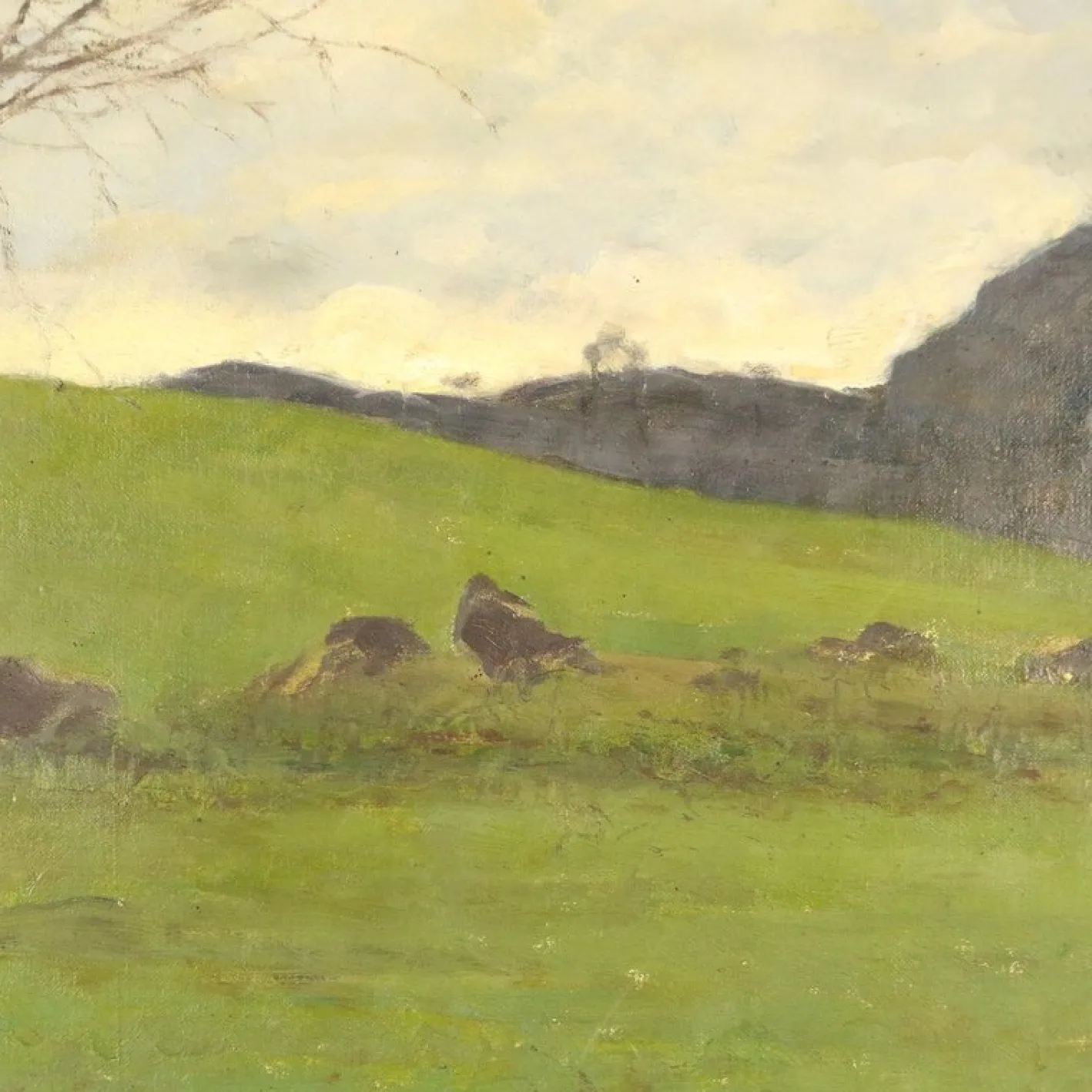 Eugenio Spreafico, Glimpse of Lombard Countryside, Ölgemälde auf Leinwand