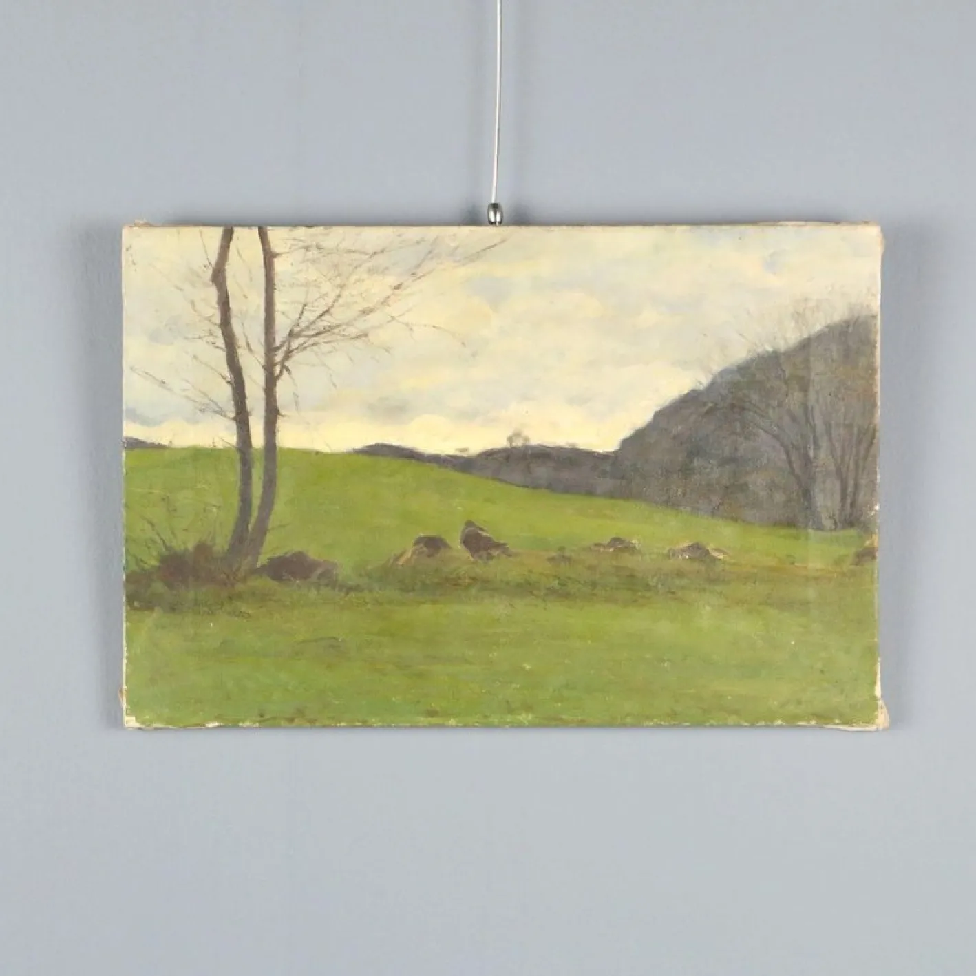 Eugenio Spreafico, Glimpse of Lombard Countryside, Ölgemälde auf Leinwand