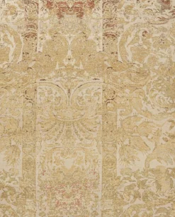 Europäischer Teppich in Beige-Braun und Goldfarbenem Blumenmuster von Rug&Kilim