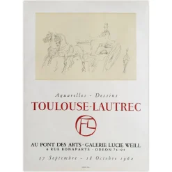 Expo 62 Au Pont Des Arts Galerie Lucie Weill Poster im Stil von Henri Toulouse-Lautrec, 1962