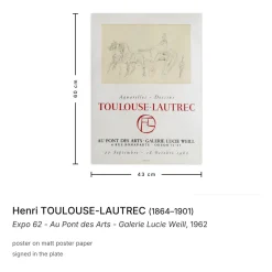 Expo 62 Au Pont Des Arts Galerie Lucie Weill Poster im Stil von Henri Toulouse-Lautrec, 1962