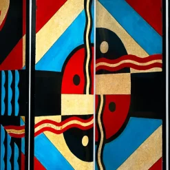 6-facher Art Deco Raumteiler mit handbemalten Vögeln, 1970er