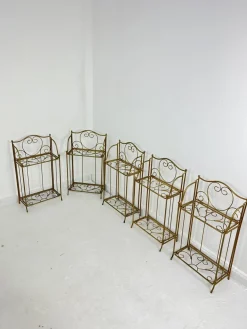 Faltbare Übertöpfe aus vergoldetem Eisen, 1960er, 5 . Set