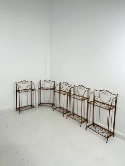 Faltbare Übertöpfe aus vergoldetem Eisen, 1960er, 5 . Set