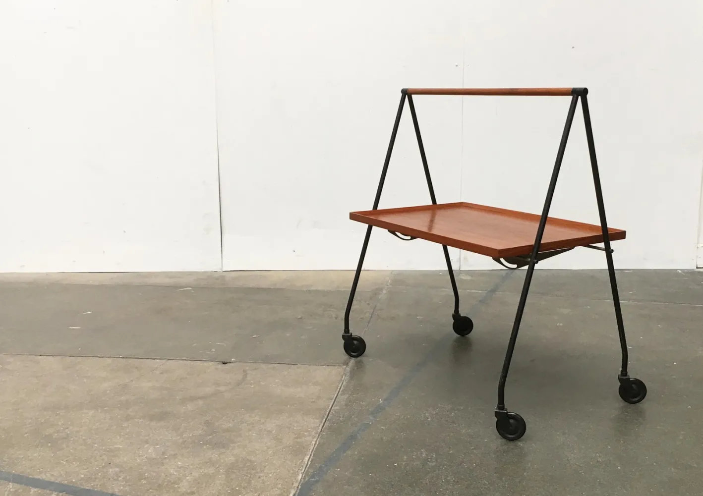 Faltbarer Mid-Century Teak Servierwagen