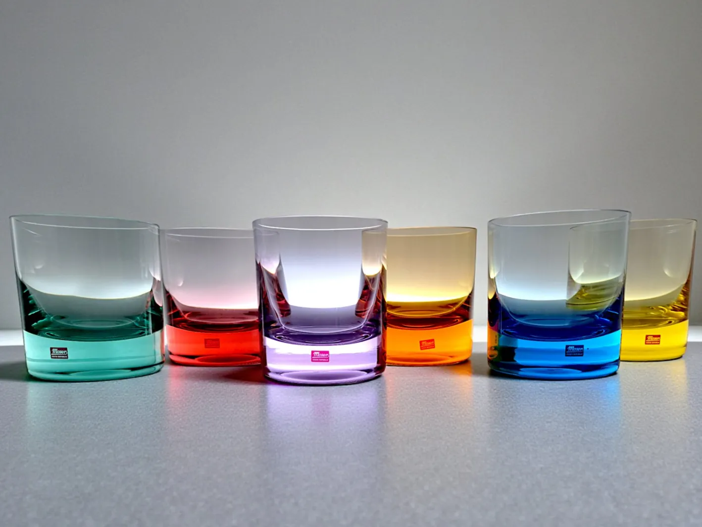 Farbige Moser Whiskey Gläser aus Kristallglas, 1970er, 6er Set