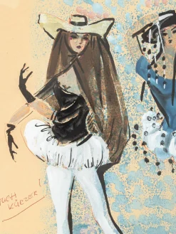 Figurine, Staatsoper München, Gouache auf Papier, gerahmt