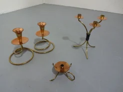 Filigrane deutsche Kerzenständer aus Messing & Kupfer, 1960er, 3er Set