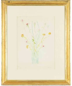 Fiorenzo Tomea, Blumentopf, Original Aquarell, 1950er