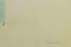 Fiorenzo Tomea, Blumentopf, Original Aquarell, 1950er