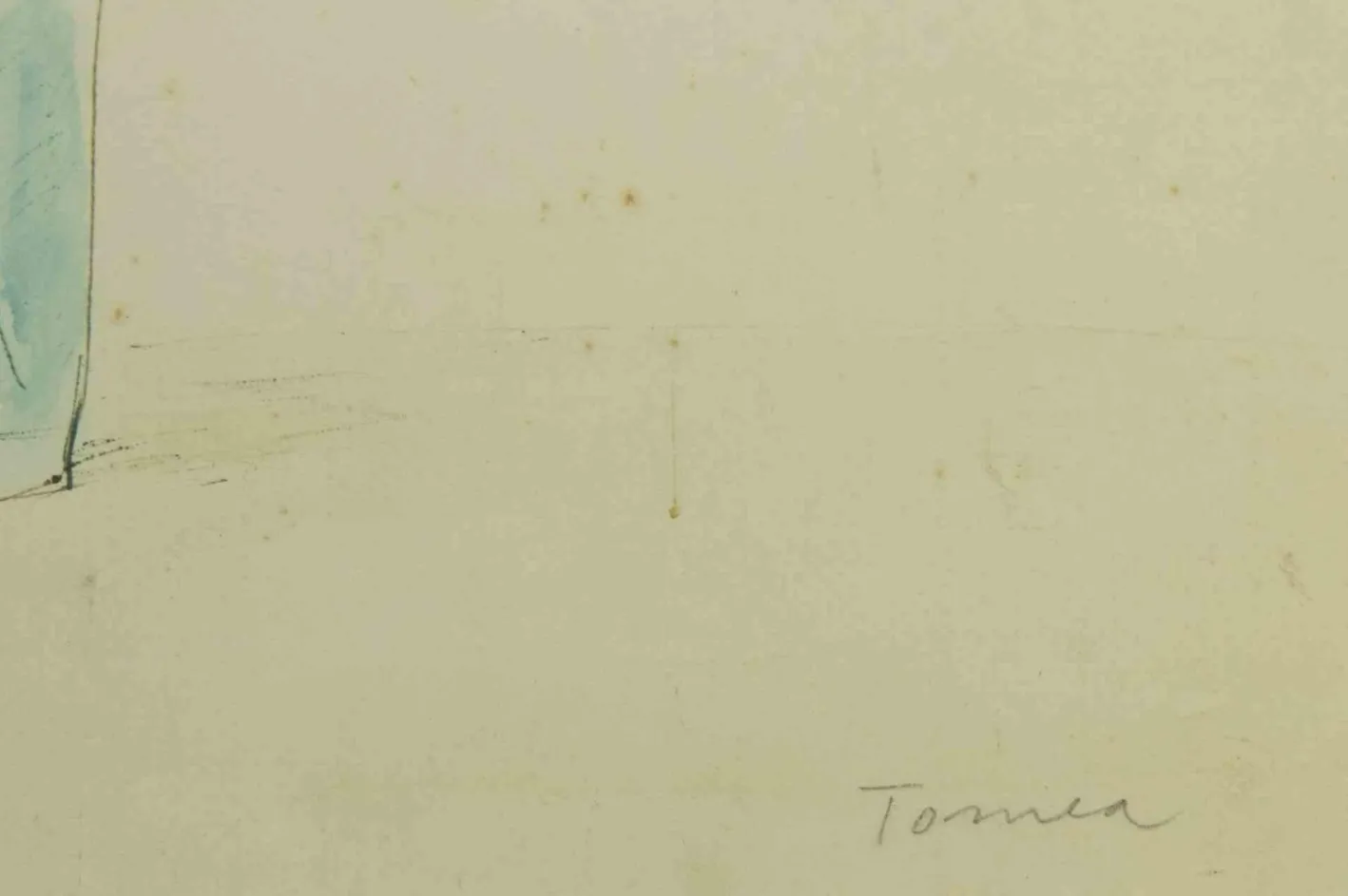Fiorenzo Tomea, Blumentopf, Original Aquarell, 1950er