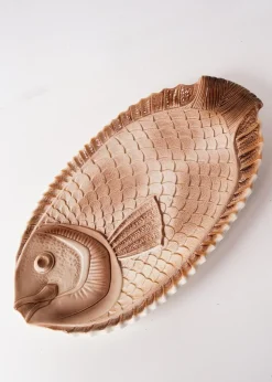 Fisch Servierset mit Platte & Teller von Sarreguemines, 1960er, 6er Set