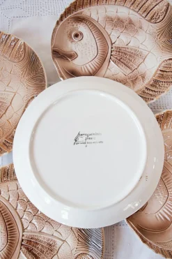 Fisch Servierset mit Platte & Teller von Sarreguemines, 1960er, 6er Set
