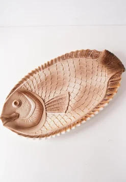 Fisch Servierset mit Platte & Teller von Sarreguemines, 1960er, 6er Set