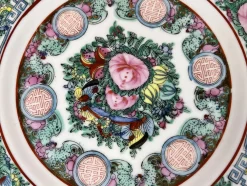 10 flache chinesische Porzellanteller, 1960er, 10 . Set