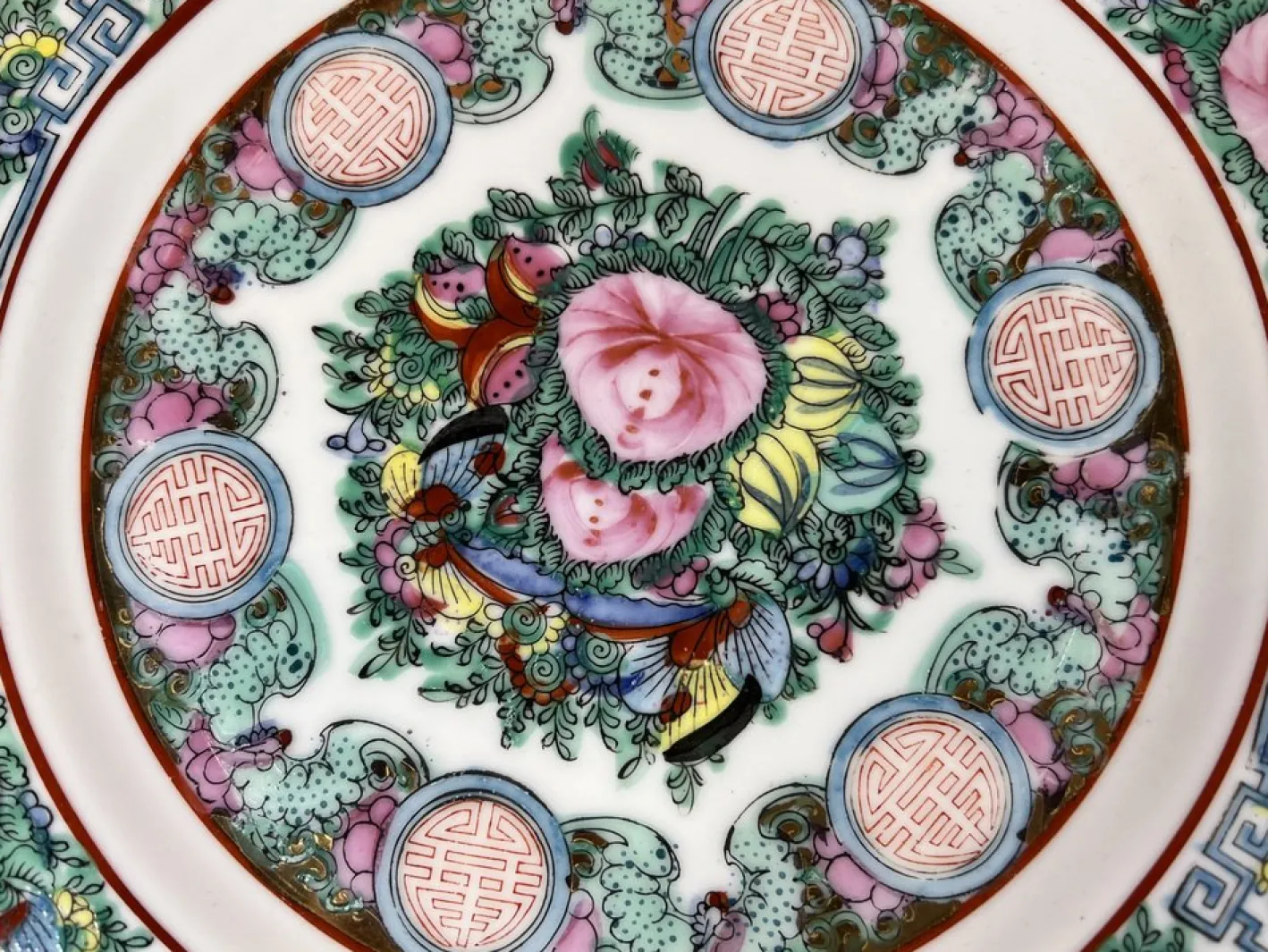 10 flache chinesische Porzellanteller, 1960er, 10 . Set