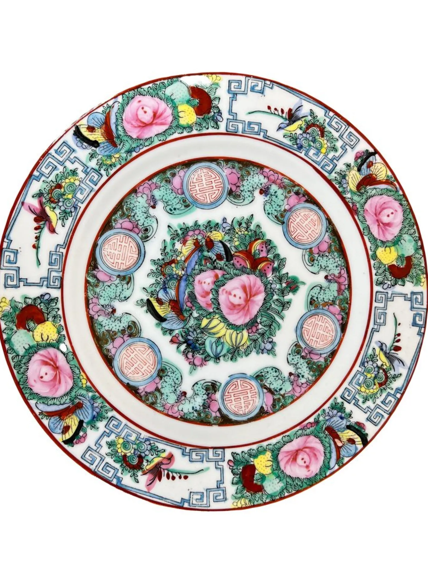 10 flache chinesische Porzellanteller, 1960er, 10 . Set
