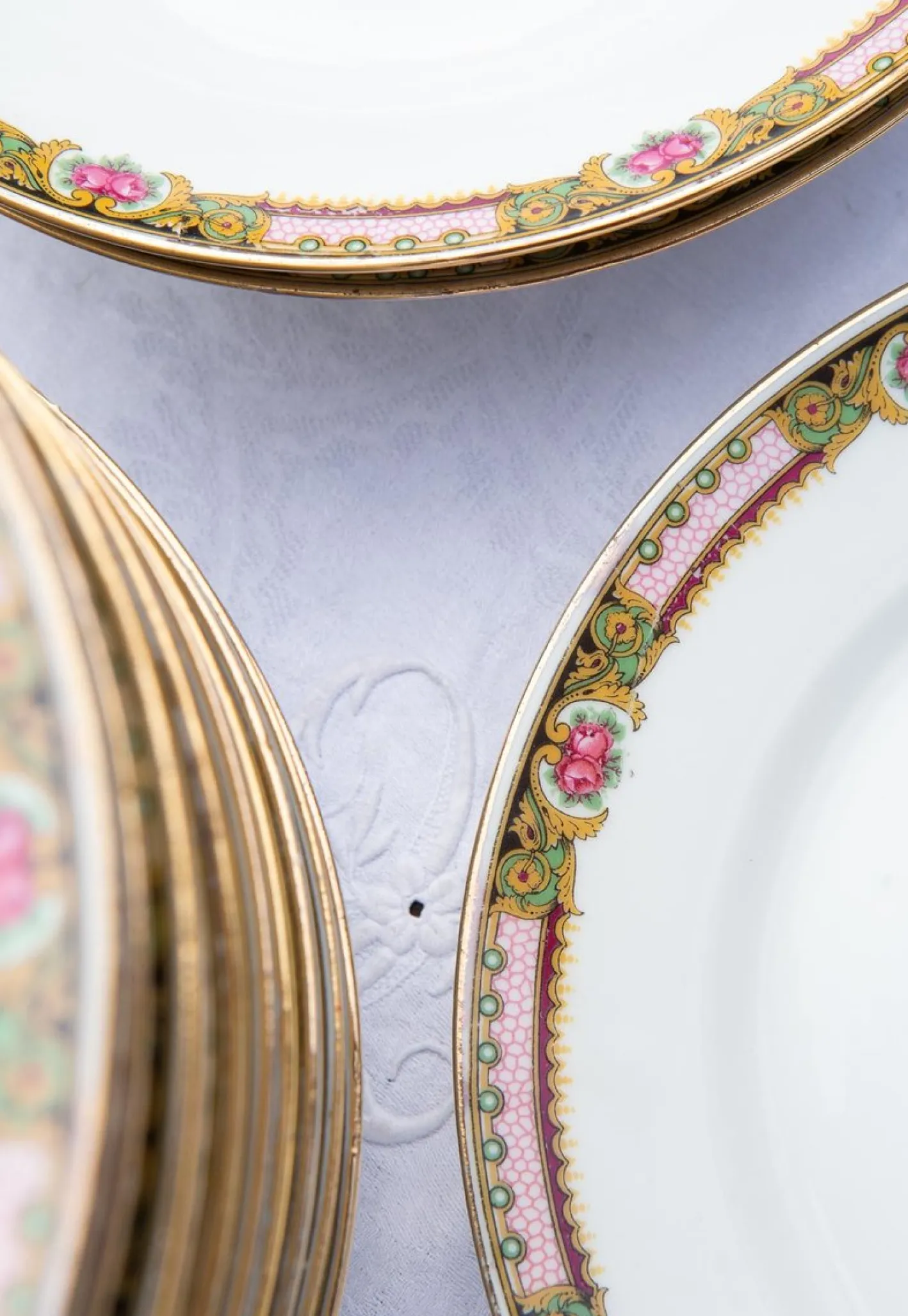 Flache Vintage Teller & Suppenteller von Limoges Porcelain, 1930er, 16 Set