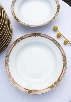 Flache Vintage Teller & Suppenteller von Limoges Porcelain, 1930er, 16 Set