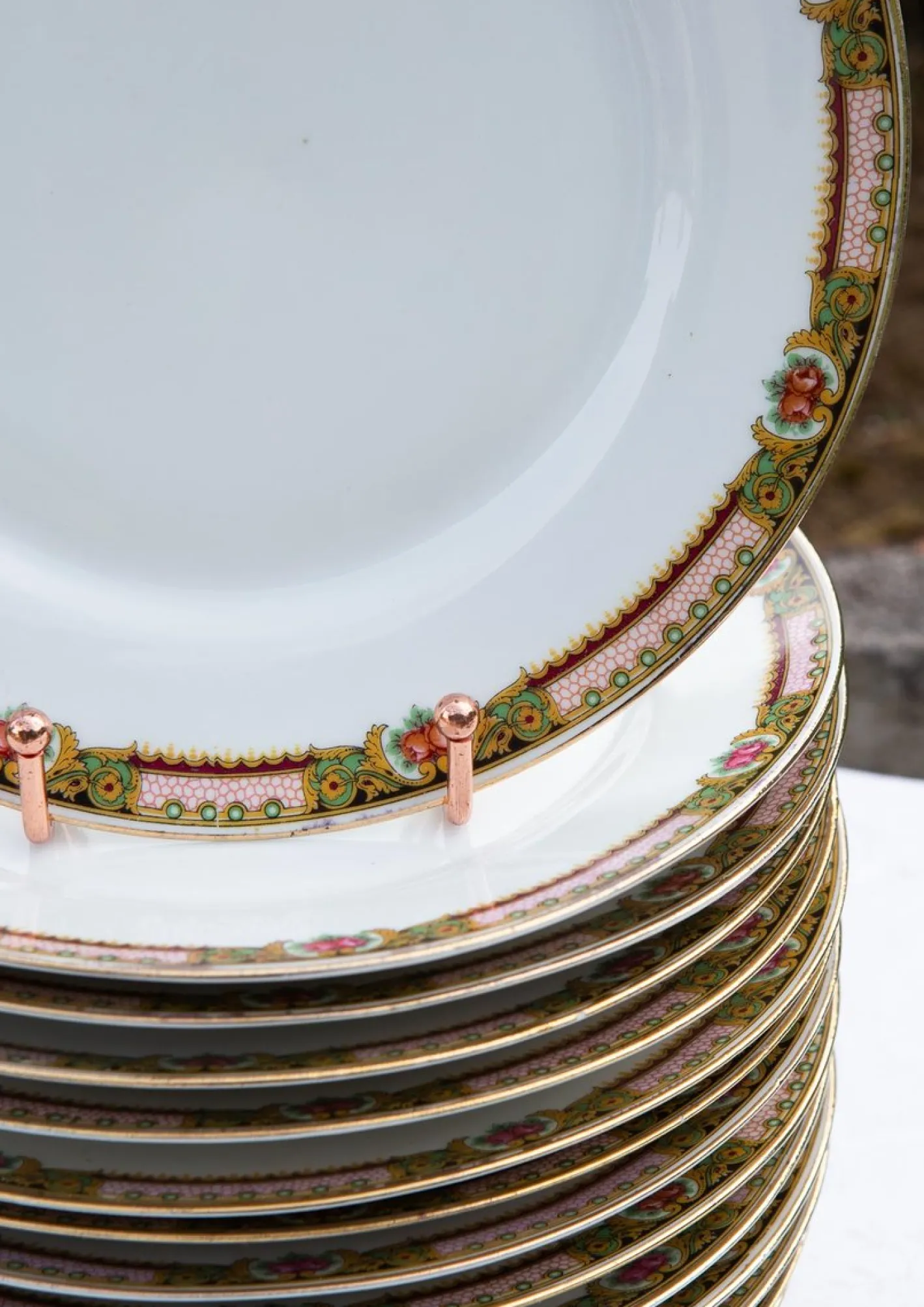 Flache Vintage Teller & Suppenteller von Limoges Porcelain, 1930er, 16 Set