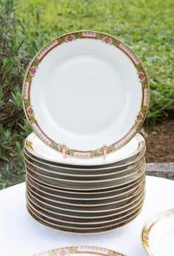 Flache Vintage Teller & Suppenteller von Limoges Porcelain, 1930er, 16 Set