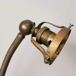 Flexible Jugendstil Tischlampe aus Messing mit Schwanenhals & Glas, 1950er