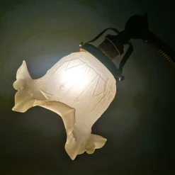 Flexible Jugendstil Tischlampe aus Messing mit Schwanenhals & Glas, 1950er