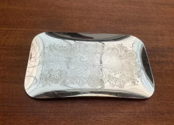 Floraler deutscher Vintage Metall Teller von WMF