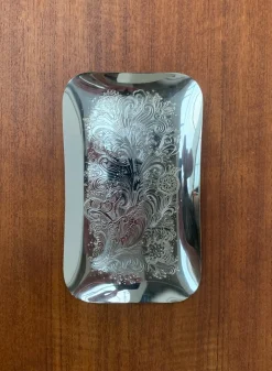 Floraler deutscher Vintage Metall Teller von WMF