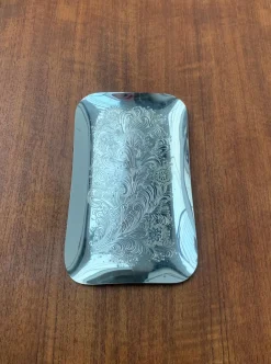 Floraler deutscher Vintage Metall Teller von WMF
