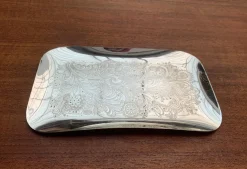 Floraler deutscher Vintage Metall Teller von WMF