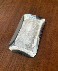 Floraler deutscher Vintage Metall Teller von WMF