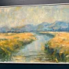 Flusslandschaft mit Bergen, 1960er, Öl auf Leinwand, gerahmt
