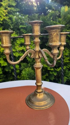 Fünfarmiger Art Deco Kerzenständer aus Messing, 1950er