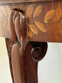 Fünfbeiniger Jugendstil Tisch mit Papageien, 1890er
