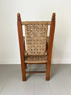 Folk Art Kinderstuhl aus Holz & Seil, 1900er
