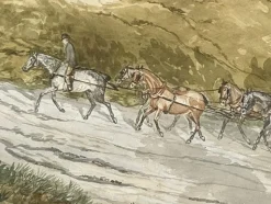 Folkestone & Canterbury Quicksilver Coach, Aquarell, gerahmt