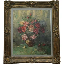 Fouley, Blumenstrauß, Ölgemälde, Gerahmt