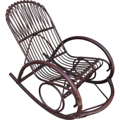 Franco Albini zugeschriebener Mid-Century Schaukelstuhl aus Bambus, Italien, 1970er