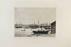 François Antoine Maxime Lalanne, Moderne Radierung von Bordeaux, 1870er, Radierung