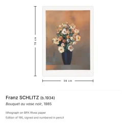 Franz Schlitz, Bouquet in a Black Vase, 1985, Lithographie