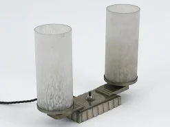 Französische Art Deco Tischlampe aus Messing & Glas, 1920er