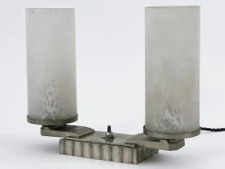 Französische Art Deco Tischlampe aus Messing & Glas, 1920er