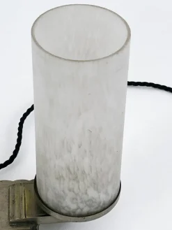 Französische Art Deco Tischlampe aus Messing & Glas, 1920er