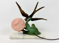 Französische Art Deco Tischlampe mit geschwungener Figur, 1930er
