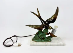 Französische Art Deco Tischlampe mit geschwungener Figur, 1930er