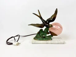 Französische Art Deco Tischlampe mit geschwungener Figur, 1930er