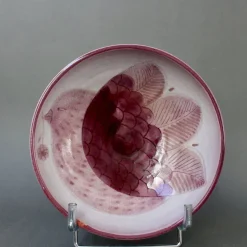 Französische Dekorative Keramikschale mit Vogelmotiv von Frères Cloutiers, 1970er