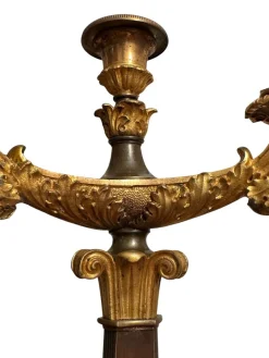 Französische Empire Kerzenständer aus Vergoldeter Bronze, 2er Set